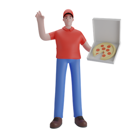 Free Male pizza delivery guy  3D Illustration