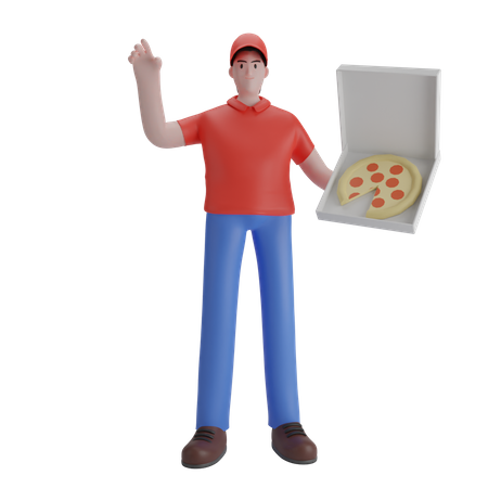 Free Male pizza delivery guy  3D Illustration