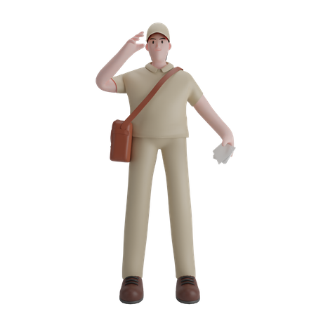 Free Male postman  3D Illustration