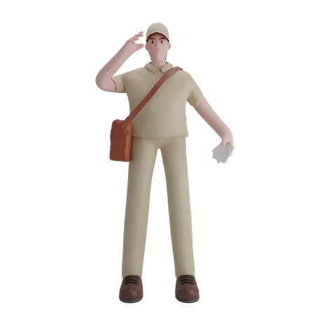 Free Male postman  3D Illustration