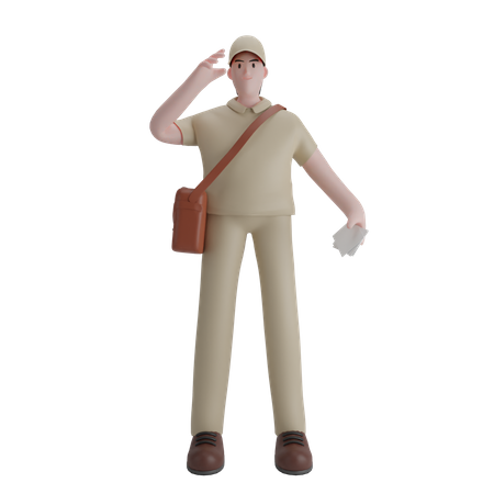 Free Male postman  3D Illustration