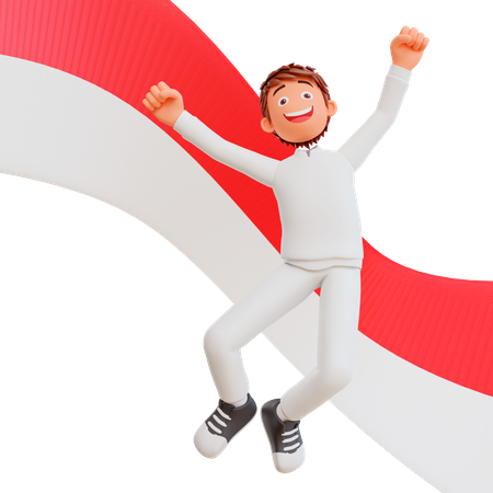 Free Man celebrating Indonesia independence day  3D Icon