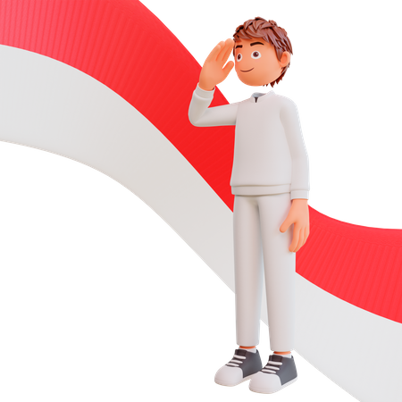 Free Man Saluting on independence day  3D Icon