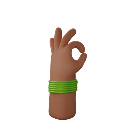 Free Mano con brazaletes mostrando gesto ok  3D Illustration