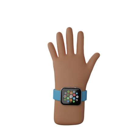 Free Mano con reloj inteligente mostrando gesto de parada  3D Illustration