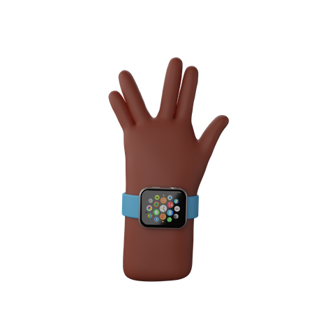 Free Mão com faixa de fitness mostrando sinal de raio  3D Illustration