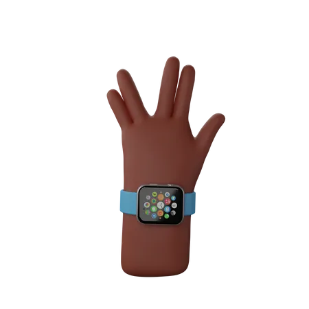 Free Mão com faixa de fitness mostrando sinal de raio  3D Illustration
