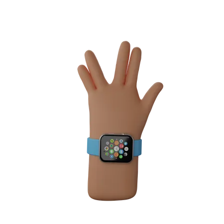 Free Mão com faixa de fitness mostrando sinal de vida longa e próspera  3D Illustration