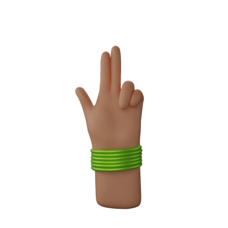Free Mão com pulseiras mostrando sinal de arma de dedo  3D Illustration