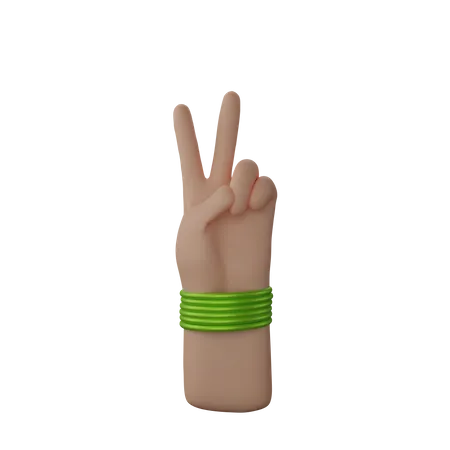 Free Mão com pulseiras mostrando sinal de paz  3D Illustration