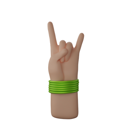 Free Mão com pulseiras mostrando sinal de Rock N’ Roll  3D Icon