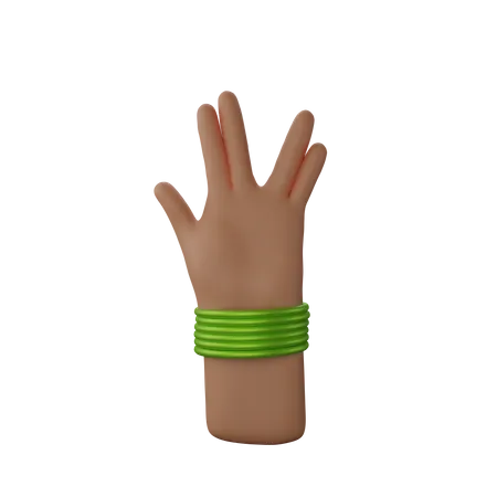 Free Mão com pulseiras mostrando sinal de vida longa e próspera  3D Illustration