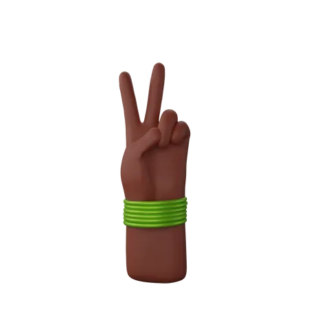 Free Mão com pulseiras mostrando sinal de vitória  3D Illustration