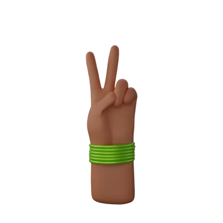 Free Mão com pulseiras mostrando sinal de vitória  3D Illustration