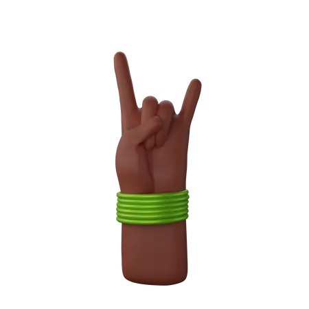 Free Mão com pulseiras mostrando sinal de Rock N’ Roll  3D Illustration