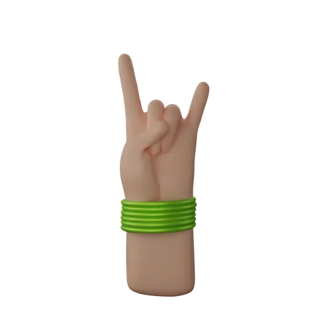 Free Mão com pulseiras mostrando sinal de Rock N’ Roll  3D Illustration