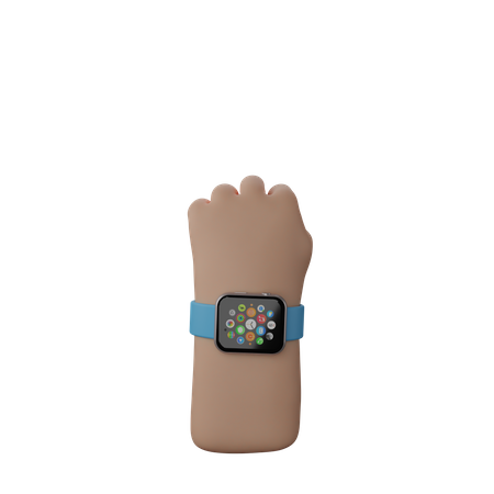 Free Mão com relógio de fitness mostrando sinal de punho de solidariedade  3D Illustration