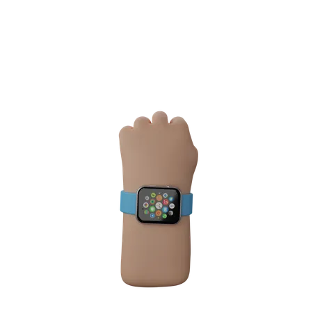 Free Mão com relógio de fitness mostrando sinal de punho de solidariedade  3D Illustration
