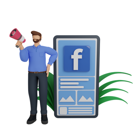 Free Marketing de mídia social com anúncios no Facebook  3D Illustration