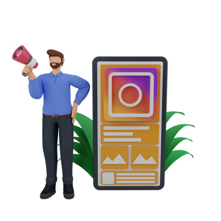 Free Marketing en redes sociales con anuncios de Instagram  3D Illustration