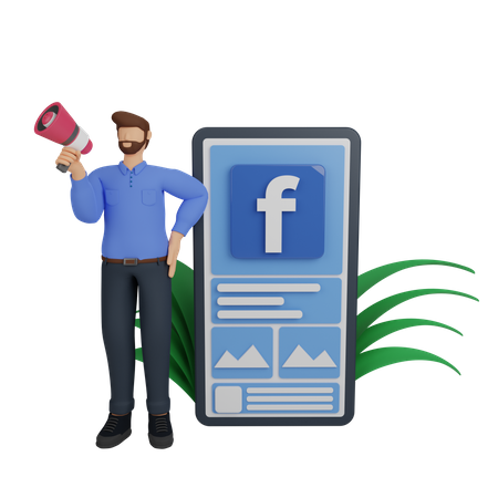 Free Marketing en redes sociales con anuncios de Facebook  3D Illustration