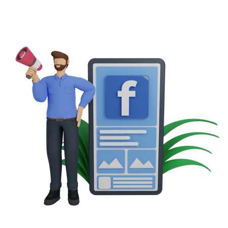 Free Marketing en redes sociales con anuncios de Facebook  3D Illustration