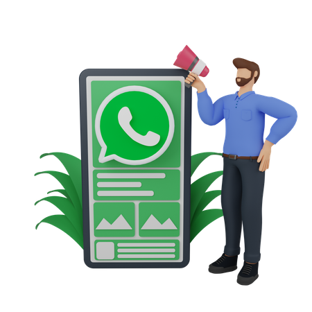 Free Marketing en redes sociales con WhatsApp  3D Illustration