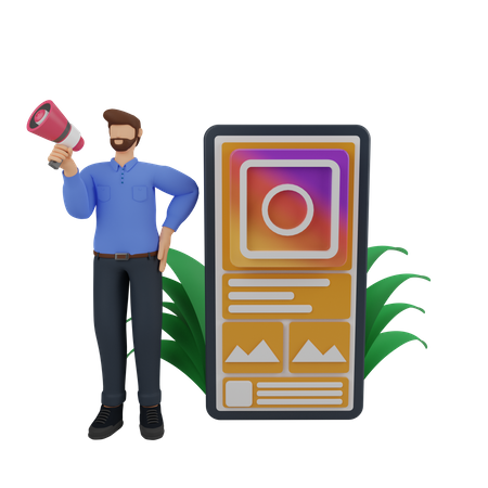 Free Marketing sur les réseaux sociaux avec les publicités Instagram  3D Illustration