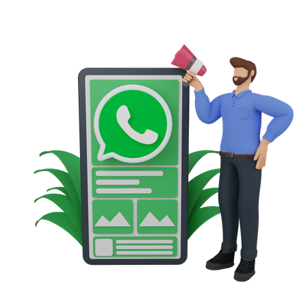 Free Marketing sur les réseaux sociaux avec WhatsApp  3D Illustration