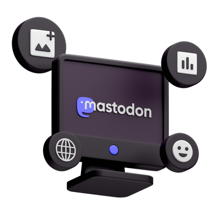 Free Mastodon On Desktop Monitor  3D Icon