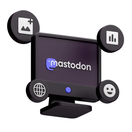 Free Mastodon On Desktop Monitor  3D Icon