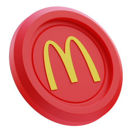 Free McDonald Logo on Red Circular Coin  3D Icon