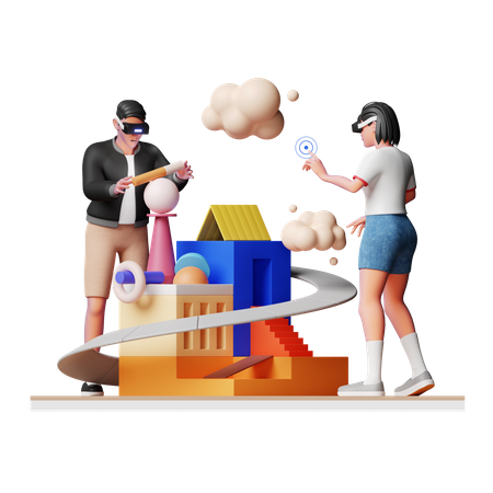 Free Menschen, die Metaverse aufbauen  3D Illustration