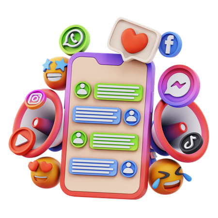 Free Message sur les réseaux sociaux  3D Icon