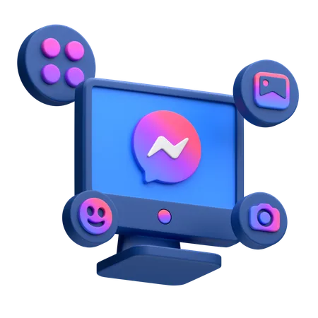 Free Messenger On Desktop Monitor  3D Icon