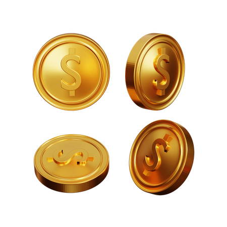 Free Moedas de dólar de ouro  3D Icon