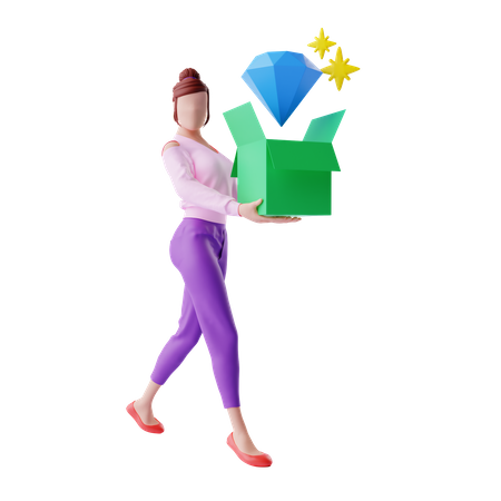 Free Mujer llevando producto premium  3D Illustration