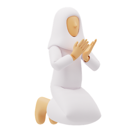 Free Las mujeres musulmanas se sientan rezando  3D Illustration