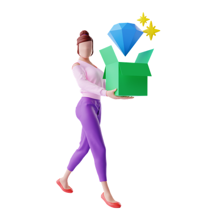 Free Mulher carregando produto premium  3D Icon