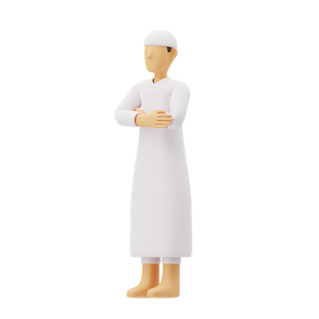 Free Muslim men praying in qiyaam posture  3D Illustration