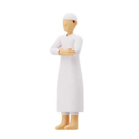 Free Muslim Men Praying In Qiyaam Posture Faceless Character 3 D Illustration 3D Illustration