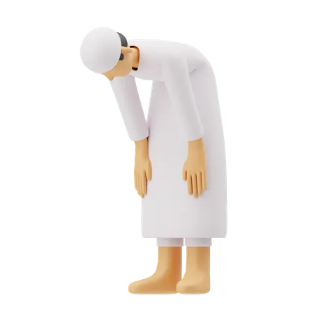Free Muslim men praying in ruku posture  3D Illustration
