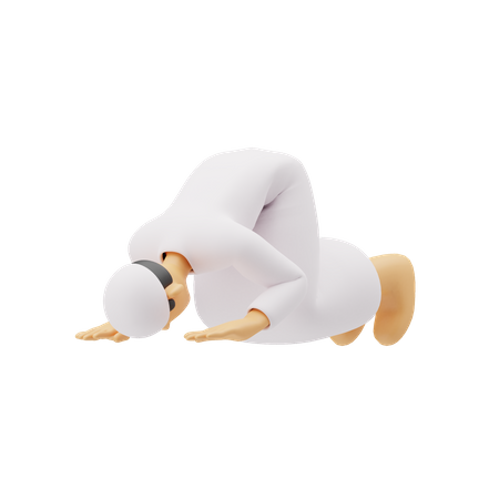 Free Muslim men praying in sujud posture  3D Illustration