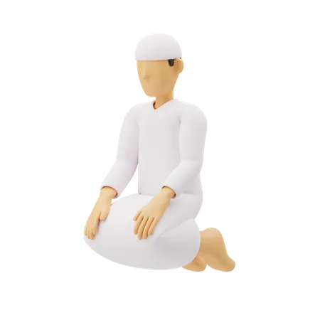 Free Muslim men praying in tashahhud posture  3D Illustration