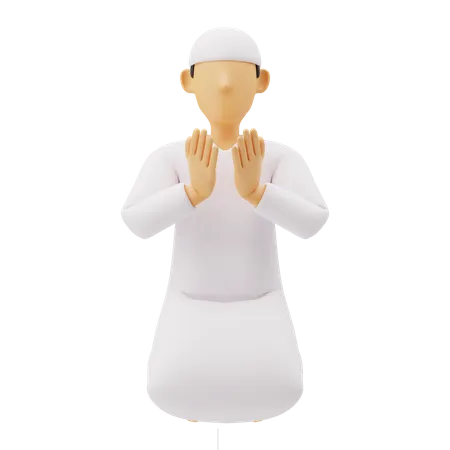 Free Muslim Men Sit Praying Faceless Character 3 D Illustration 3D Illustration