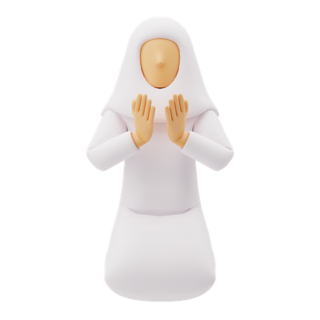 Free Muslim women sit praying  3D Icon