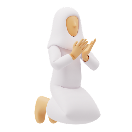 Free Muslim women sit praying  3D Icon