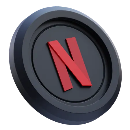 Free Netflix-Logo auf schwarzer runder Münze  3D Icon