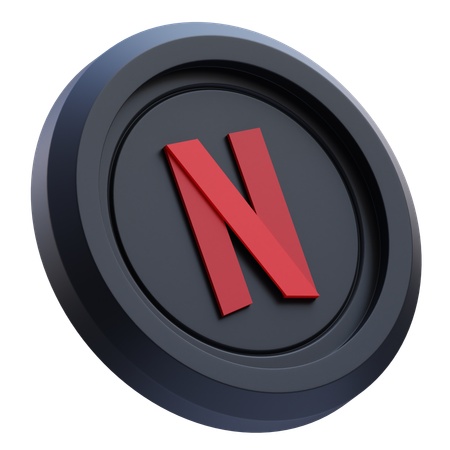 Free Netflix-Logo auf schwarzer runder Münze  3D Icon