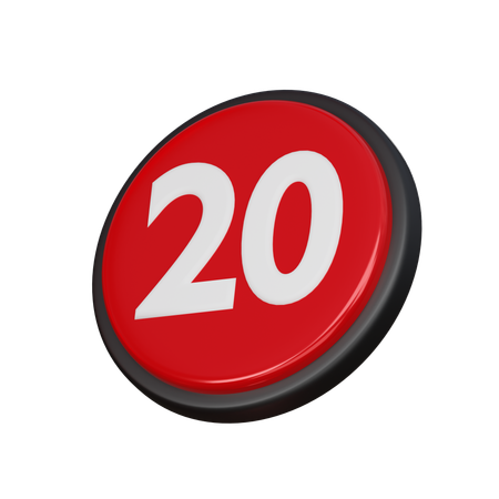 Free Number 20  3D Icon